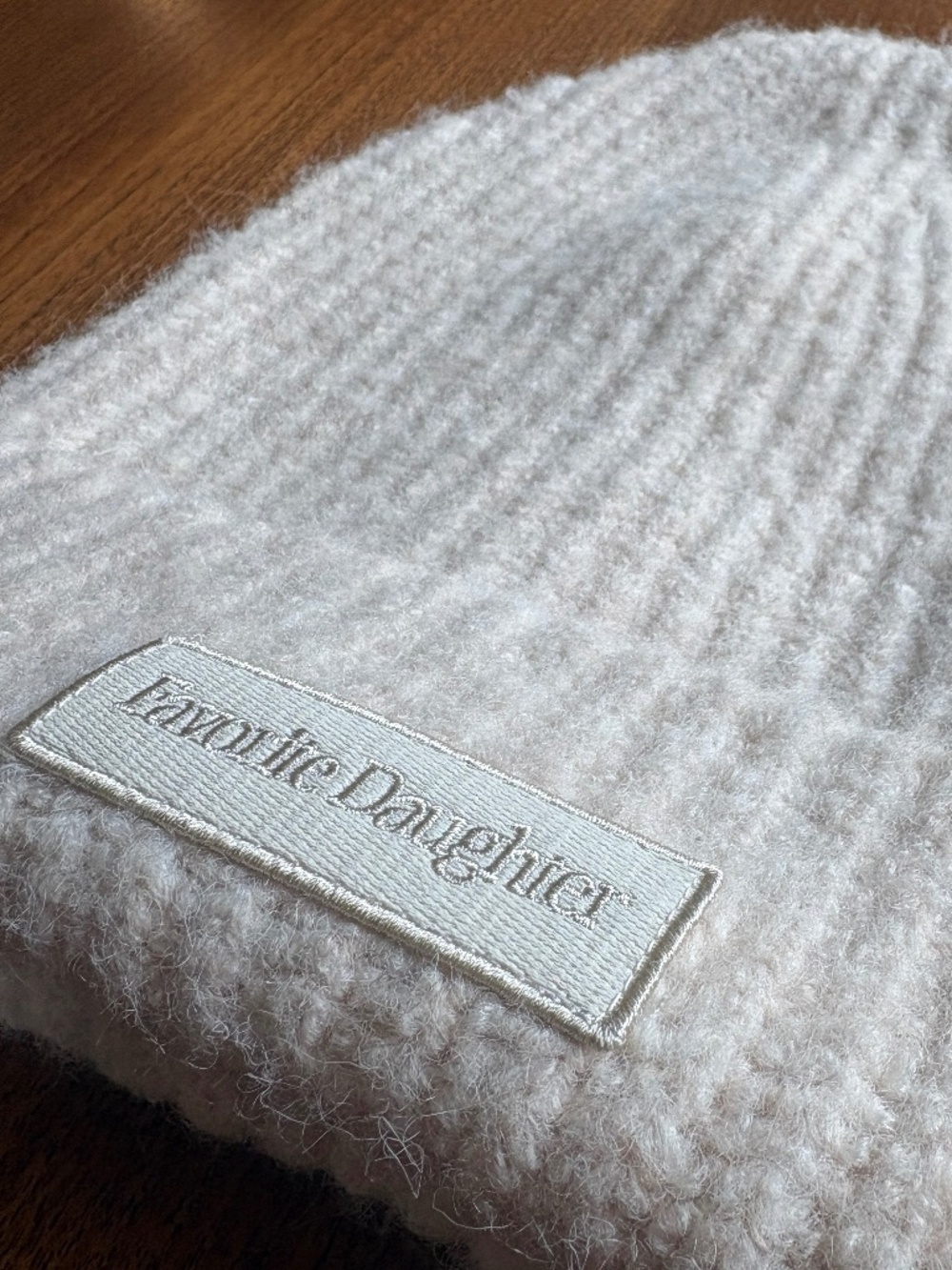 Favorite Daughter Cream Logo Patch Rib Beanie - Excellent Condition